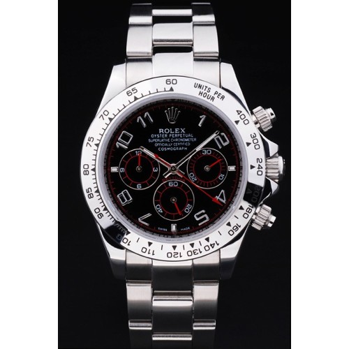 Rolex Daytona Swiss Movement Monochrome Watch Black Dial 48mm