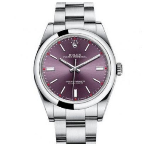  Replica Rolex Oyster Perpetual Automatic Red Grape Dial Men's Watch 114300-0002 39mm