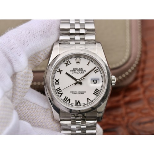 High End Replica Swiss Rolex Datejust 36 Automatic White Dial Men's Watch 116200-63600