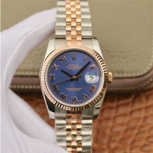 Replica Swiss Rolex Datejust 36 Automatic Blue Dial Men's Steel and 18k Everose Gold Jubilee Watch 126231