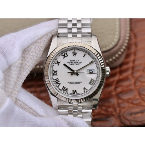 High End Replica Swiss Rolex Datejust Automatic Chronometer White Dial Men's Watch 116234 36mm
