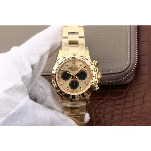 High End Replica Swiss Rolex Cosmograph Daytona Champagne and Black Dial Men's Oyster Watch 116508