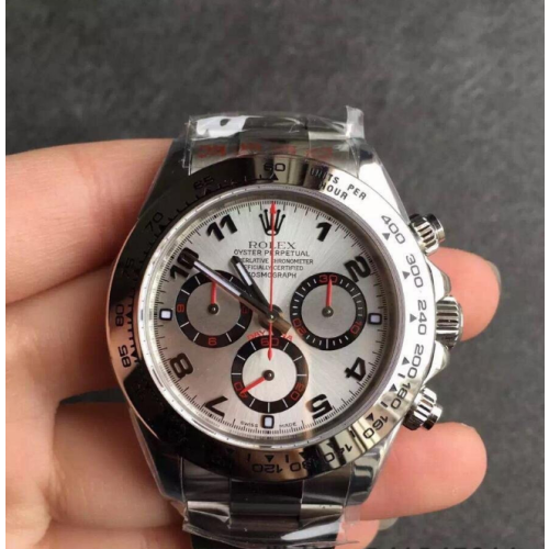 High End Replica Swiss Rolex Cosmograph Daytona Automatic Silver Dial Men's Oyster Watch 116509