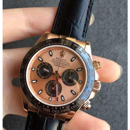 Replica Swiss Rolex Daytona Chronograph Automatic Chronometer Gold Dial Men's Watch 116515