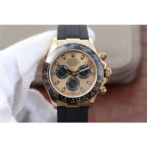 High End Replica Swiss Rolex Cosmograph Daytona Automatic Gold Dial Oysterflex Men's Watch