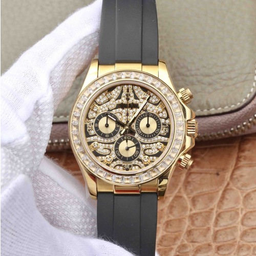 High Eng Replica Rolex Daytona Eye of the Tiger Chronograph Automatic Chronometer Diamond Men's Watch 116588TBR
