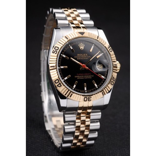 Rolex Datejust Swiss Movement Quality Replica Watches Gold Silver Watch Black Dial 45mm Gold Bezel