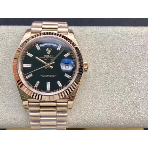  Replica  Swiss Rolex Day-Date Black Dial Everose Gold Automatic Men's Watch 228239 40mm (High End)