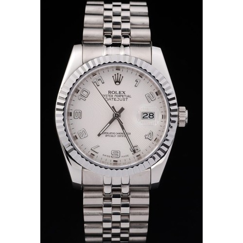 Rolex Datejust Swiss Movement Replica Watches Silver Watch White Dial 44mm