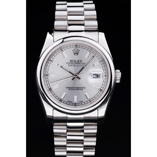 Rolex Datejust Swiss Movement Quality Replica Watches Silver Watch Silver Dial 45mm