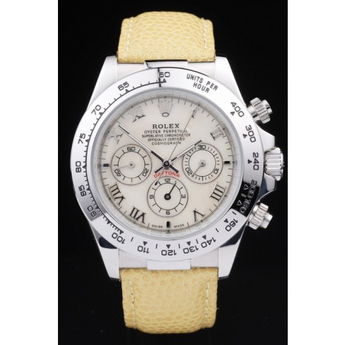 Rolex Daytona Swiss Movement  Monochrome Yellow Ladies Watch White Dial 48mm