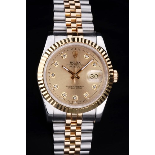 Rolex Datejust Swiss Movement Quality Replica Watches Silver Watch Gold Dial 45mm