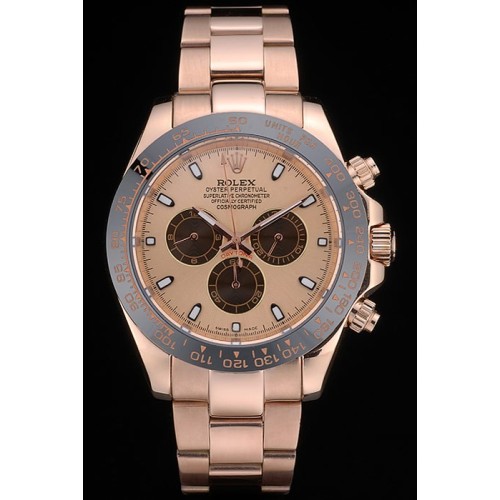 Rolex Daytona Swiss Movement Ion Plated Tachymeter Rose Gold Strap Rose Gold Dial 50mm