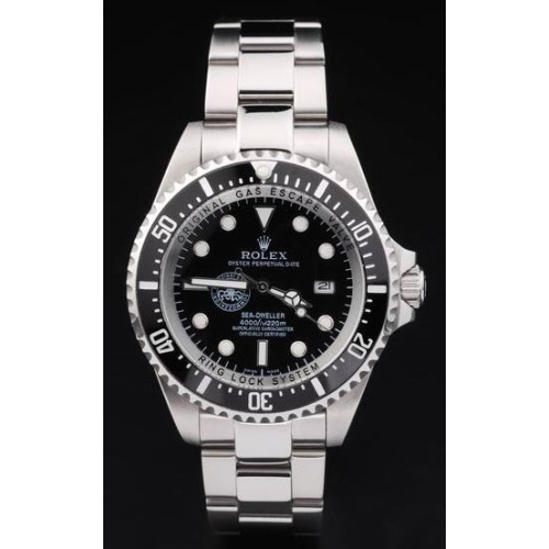 Rolex Perpetual High Quality Swiss Movement Silver Watch Black Dial 51mm
