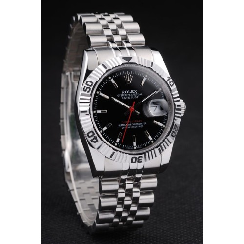 Rolex Datejust Swiss Movement Quality Replica Watches Silver Watch Black Dial 45mm