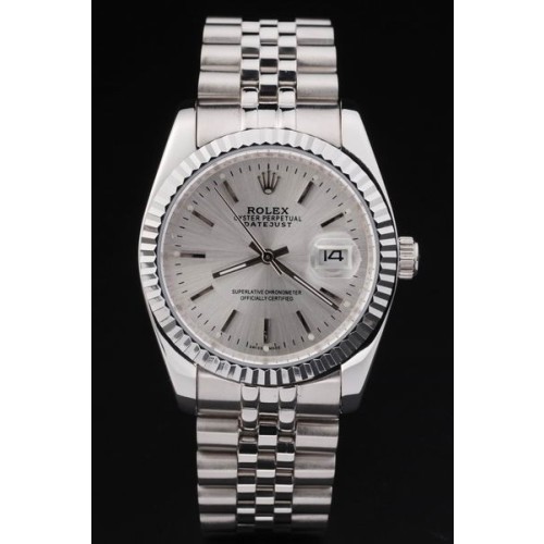 Rolex Datejust Swiss Movement Replica Watches Silver Watch Grey Dial 44mm