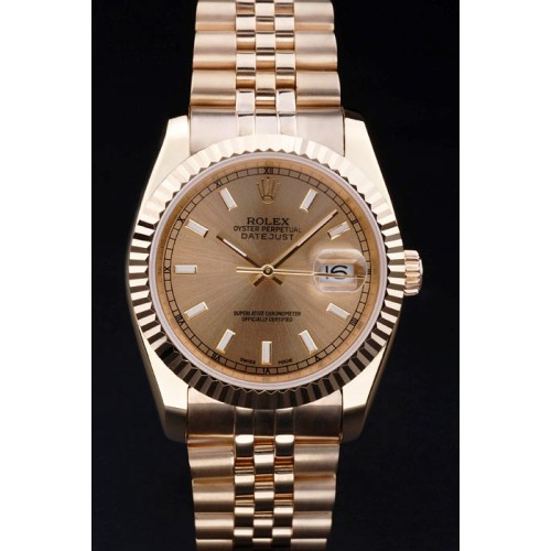 Rolex Datejust Swiss Movement Quality Replica Watches Gold Watch Gold Dial 45mm