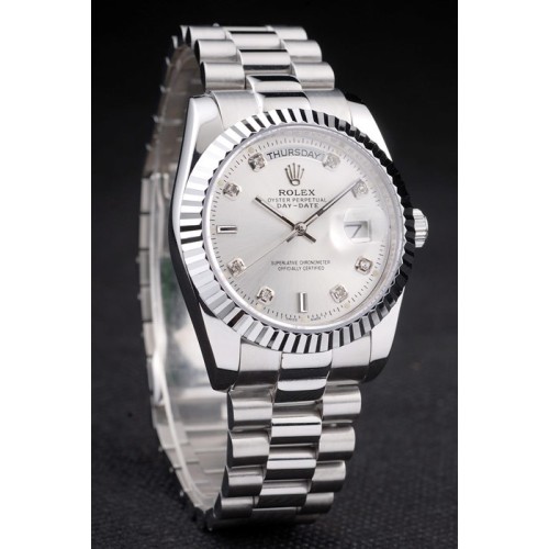 Rolex Day-Date Swiss Movement Quality Replica Watches  Automatic Watch Silver White Dial 45mm