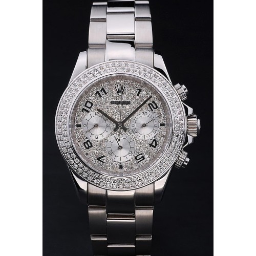Rolex Daytona Swiss Movement Monochrome Watch Silver White Crystal Dial 48mm