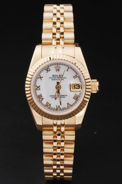 Rolex Datejust Swiss Movement Replica Watches Gold Watch White Dial 44mm