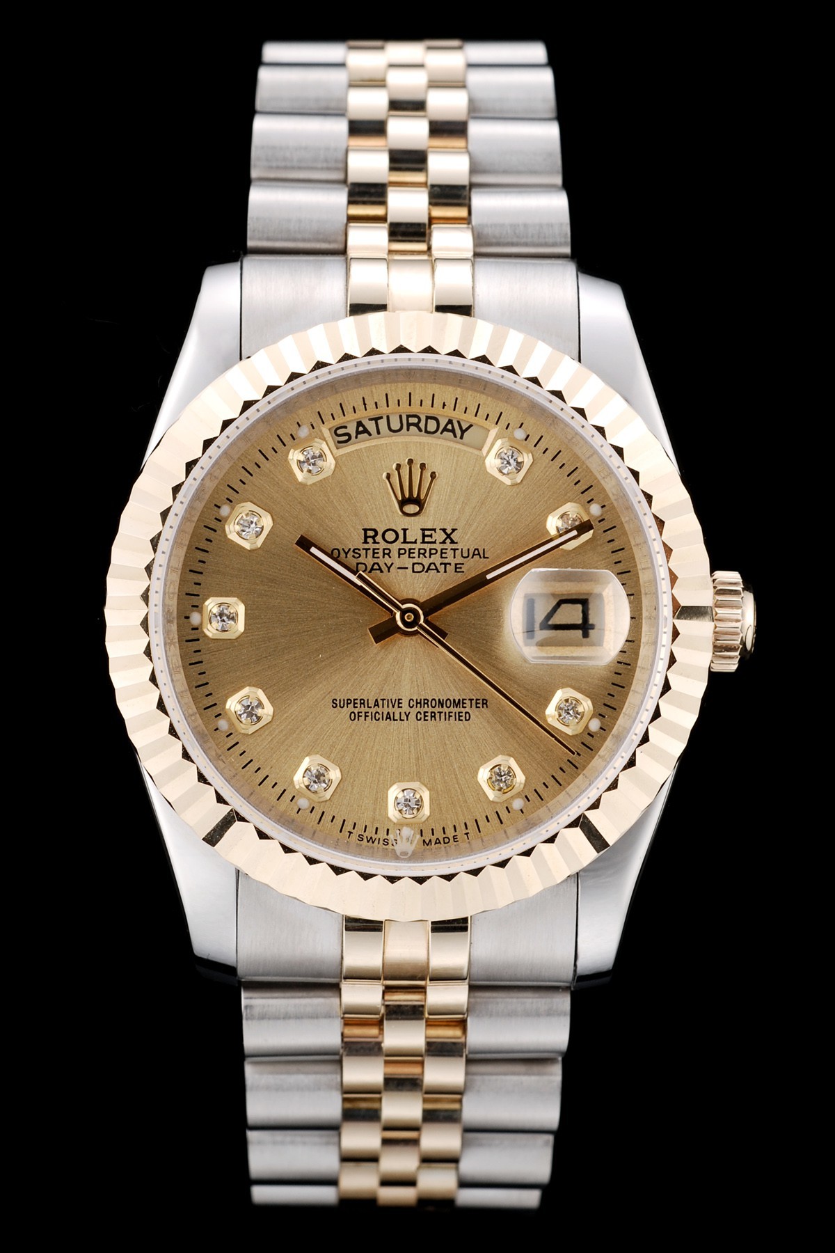 Rolex Day-Date Swiss Movement Quality Replica Watches Automatic Watch Gold Dial 44mm