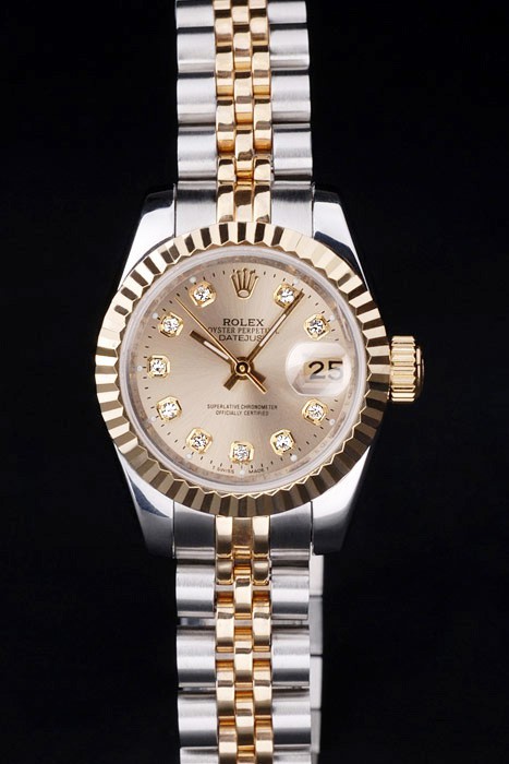Rolex Datejust Swiss Movement Quality Replica Ladies Watches Silver Watch Gold Dial 34mm