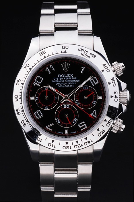 Rolex Daytona Swiss Movement Monochrome Watch Black Dial 48mm