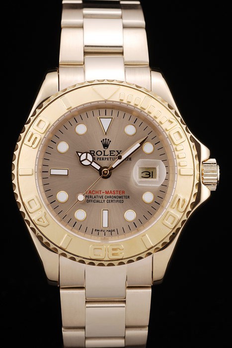 Rolex Yacht Master Swiss Movement Gold Tachymeter Gold Dial 48mm