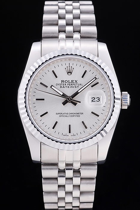 Rolex Swiss Movement Monochrome Watch White Dial 44mm
