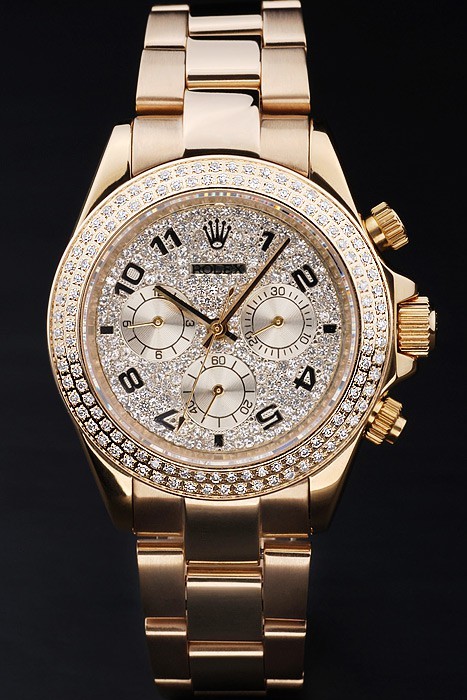 Rolex Daytona Swiss Movement Monochrome Watch Gold Dial 47mm