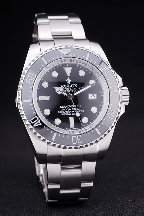 Rolex Swiss Movement Deepsea  Silver Watch Black Dial 52mm