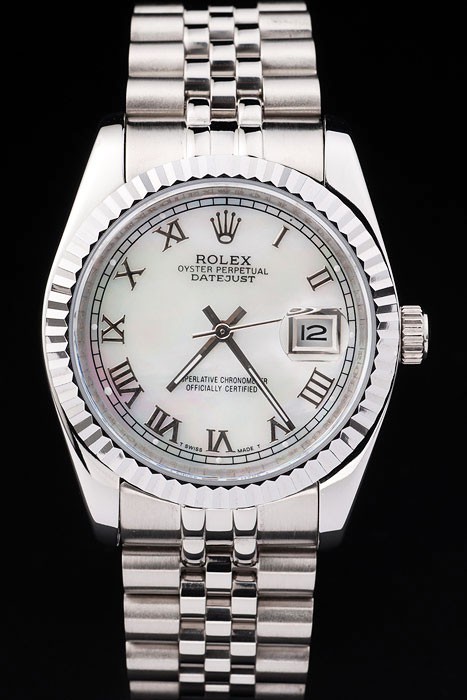 Rolex Datejust Swiss Movement Replica Watches Silver Watch White Dial 44mm