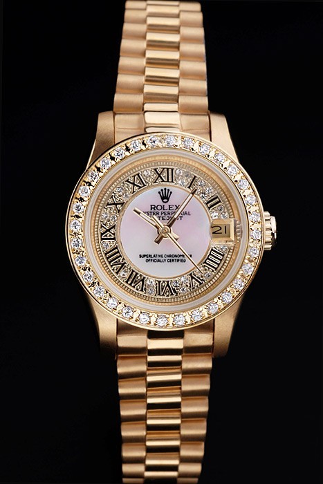 Rolex Datejust Swiss Movement Quality Replica Watches Gold Watch Diamond Dial 33mm