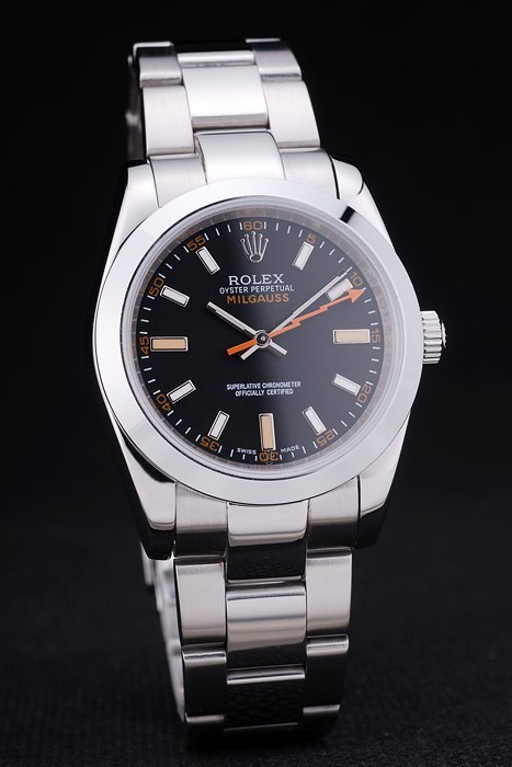 Rolex Swiss Milgauss Swiss Movement Silver Watch Black Dial 40mm