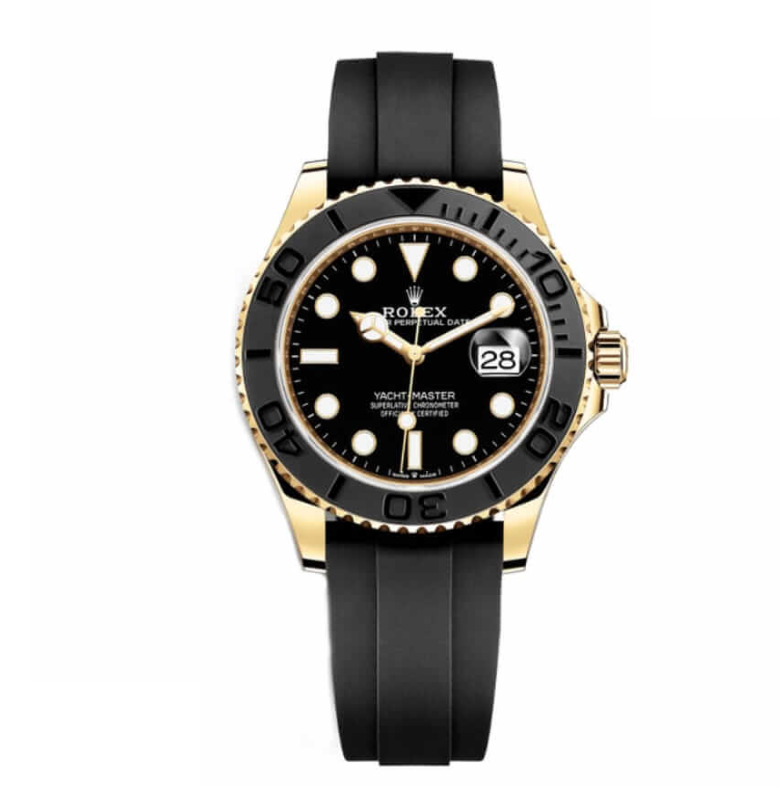  Replica Swiss Rolex Yacht-Master 18k Yellow Gold Black Dial 42 mm Men's Watch  Super Model