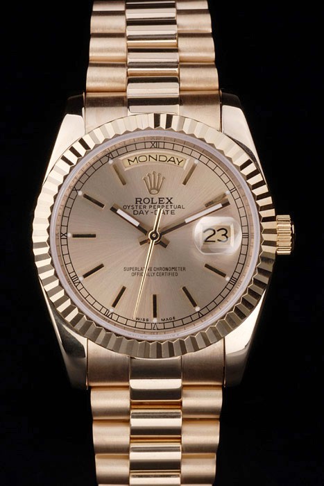 Rolex Day-Date Swiss Movement Quality Replica Watches Automatic Gold Watch Gold Dial 48mm
