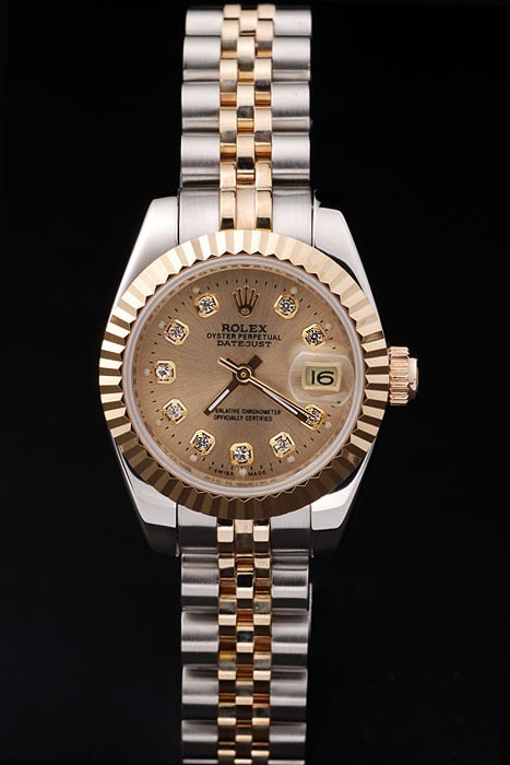 Rolex Datejust Swiss Movement Replica Ladies Watches Gold Dial 34mm