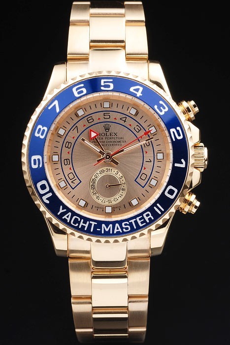 Rolex Yacht-Master Swiss Movement Monochrome Watch Gold Dial 48mm