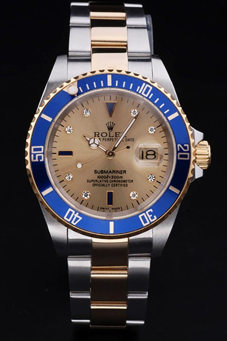 Rolex Submariner Swiss Movement Two-color Watch Gold Dial 47mm