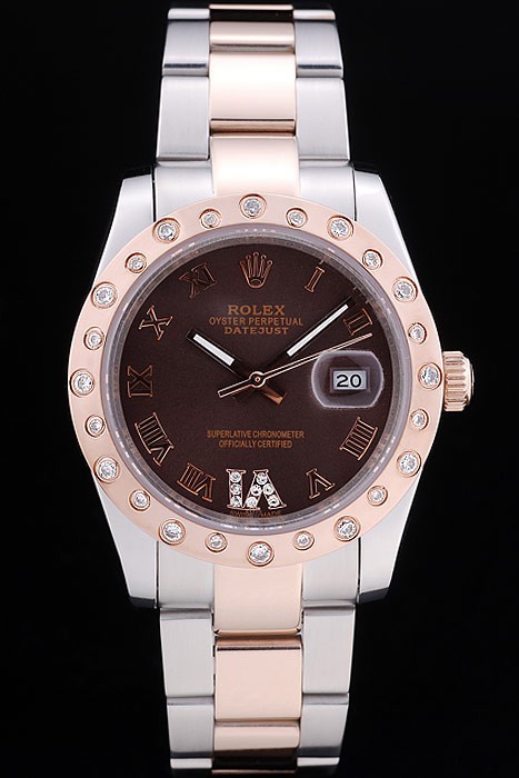 Rolex  Swiss Movement Two-color Watch Brown Dial 44mm