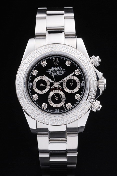 Rolex Daytona Swiss Movement Monochrome Watch Black Dial 48mm