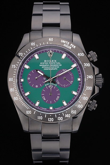 Rolex Daytona Swiss Movement Black Ion Plated Tachymeter Black Stainless Steel Strap Green Dial 50mm