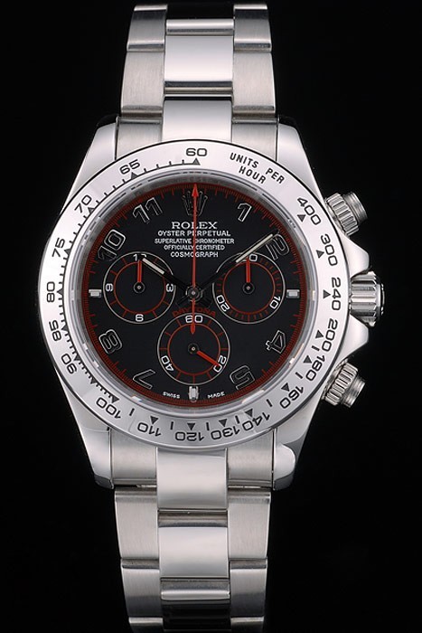  Rolex Daytona Swiss Movement Stainless Steel Bracelet Black Dial 47mm