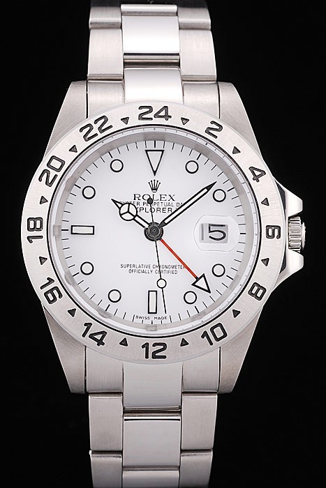 Rolex Explorer Swiss Movement Monochrome Watch Stainless Steel Tachymeter White Dial 48mm
