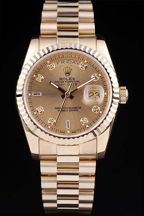 Rolex Day-Date Quality Swiss Movement Replica Monochrome  Watches Gold Dial 44mm