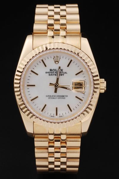 Rolex Datejust Swiss Movement Replica Watches Gold Watch White Dial 44mm