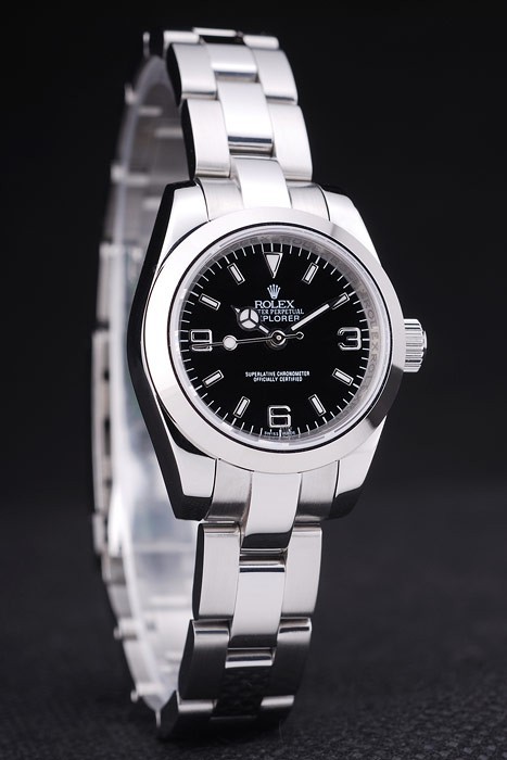 Rolex Explorer Swiss Movement  Monochrome Ladies Watch Black Dial 33mm