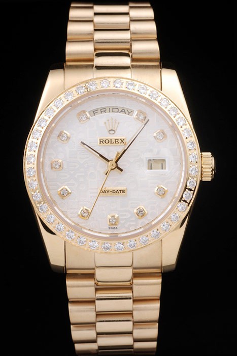 Rolex Day-Date Swiss Movement Quality Replica Watches Automatic Gold Watch White Dial 45mm