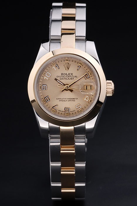 Rolex Datejust Swiss Movement Quality Replica Watches Gold Silver Watch Gold Dial 34mm