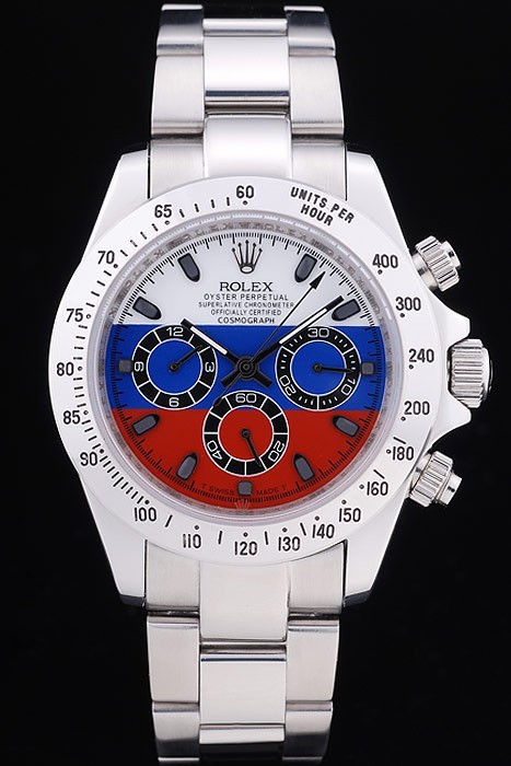 Rolex  Swiss Movement Monochrome Watch Red, White And blue Tri-color Dial 48mm